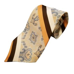 Retro George Striped Orange Blue White Brown Resilio Mens Tie